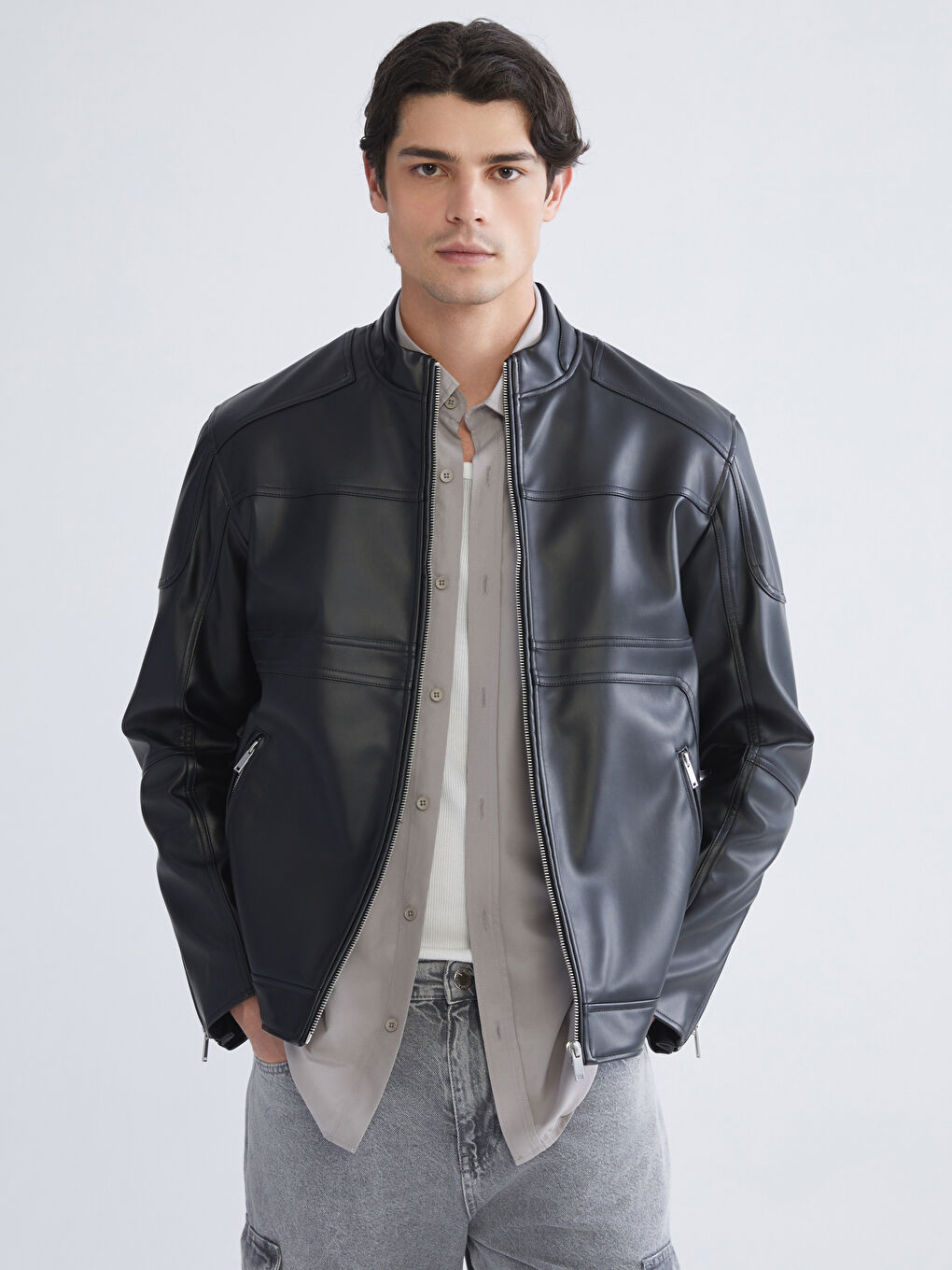 XSIDE Leather Look Men's Coat -W53562Z8-CVL