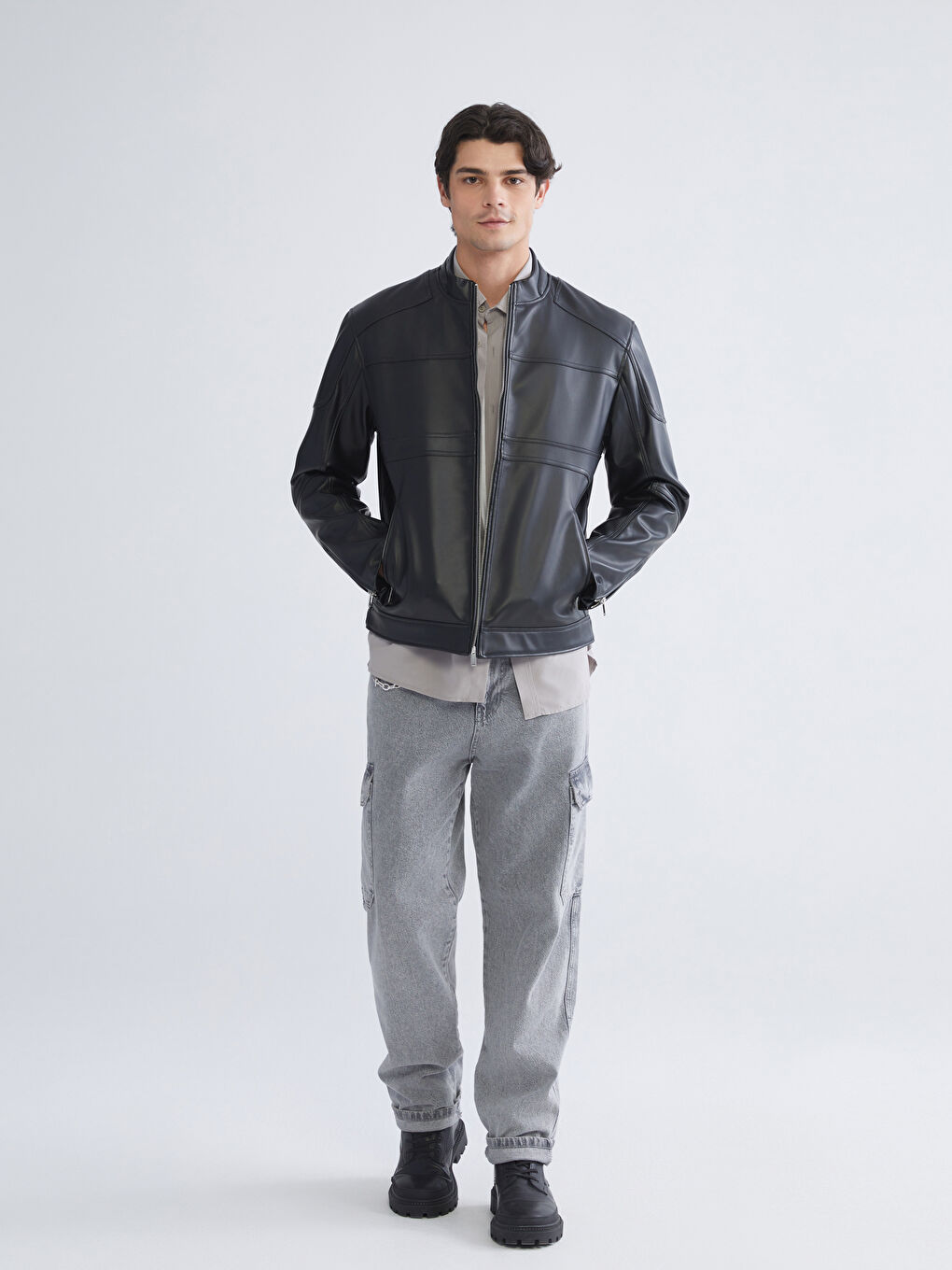 XSIDE Leather Look Men's Coat -W53562Z8-CVL