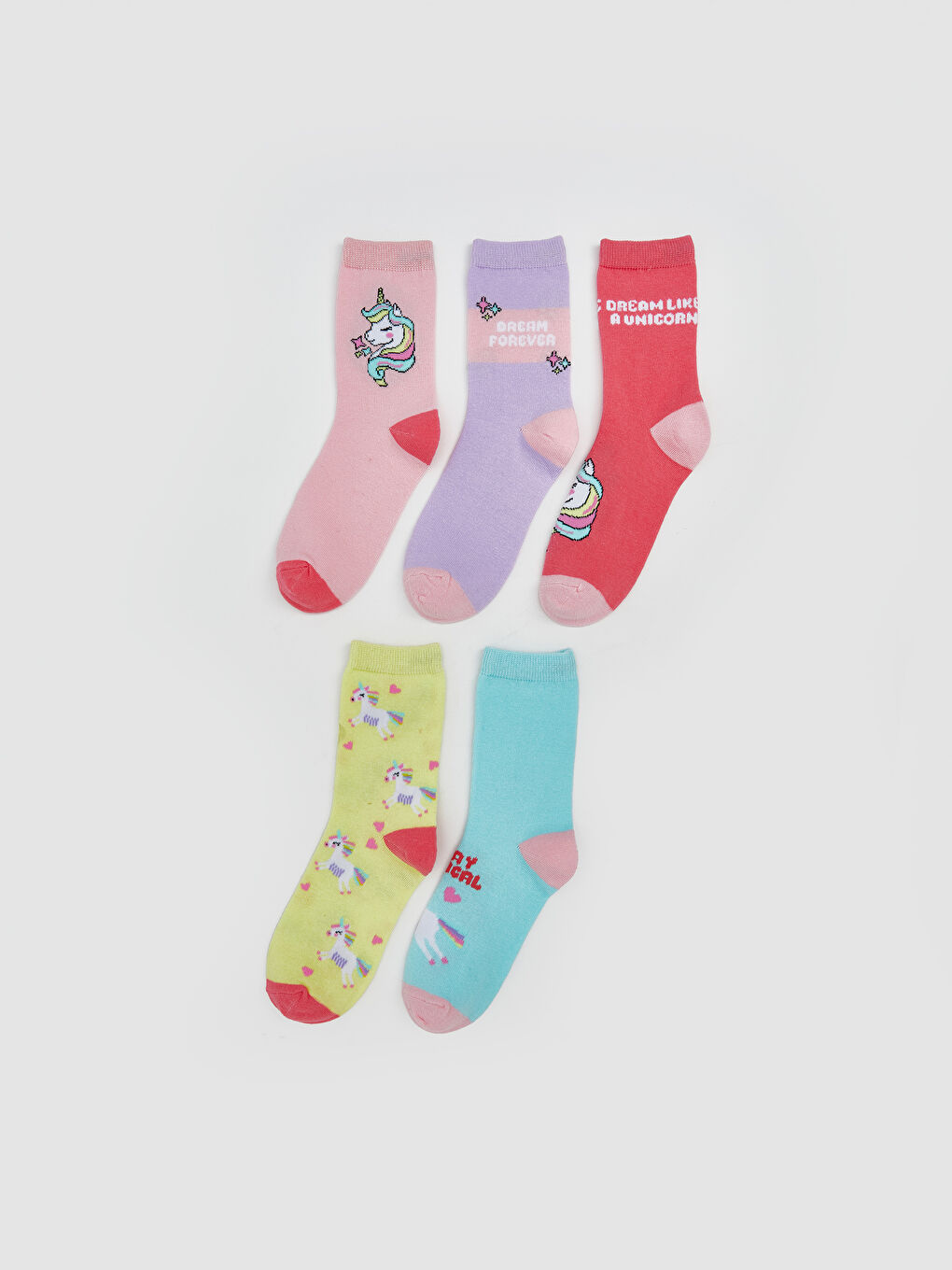 LCW Kids Patterned Girls' Ankle Socks 5 Pack -W53594Z4-QWL