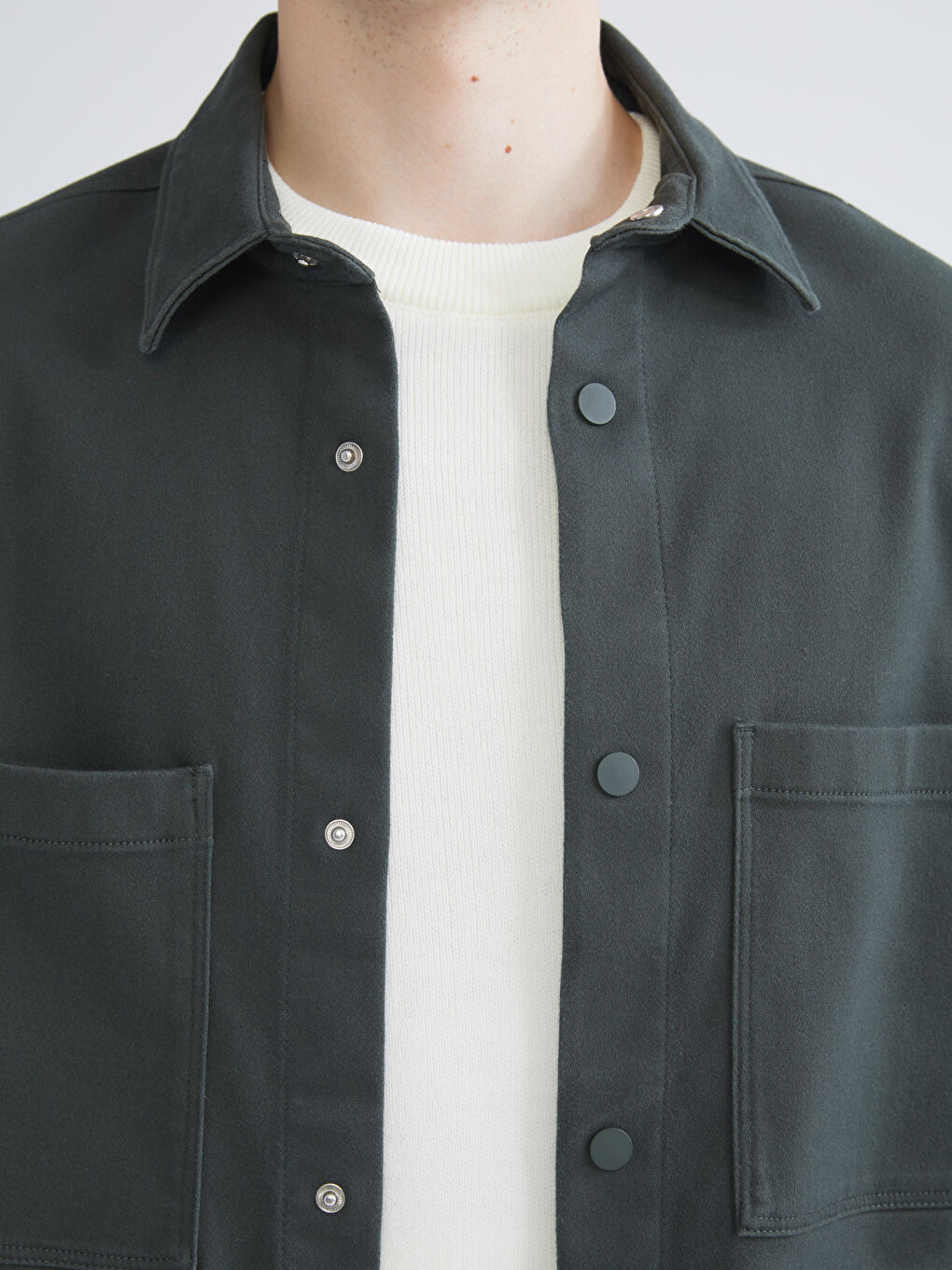 Relaxed Fit Long Sleeve Men's Shirt Jacket-2
