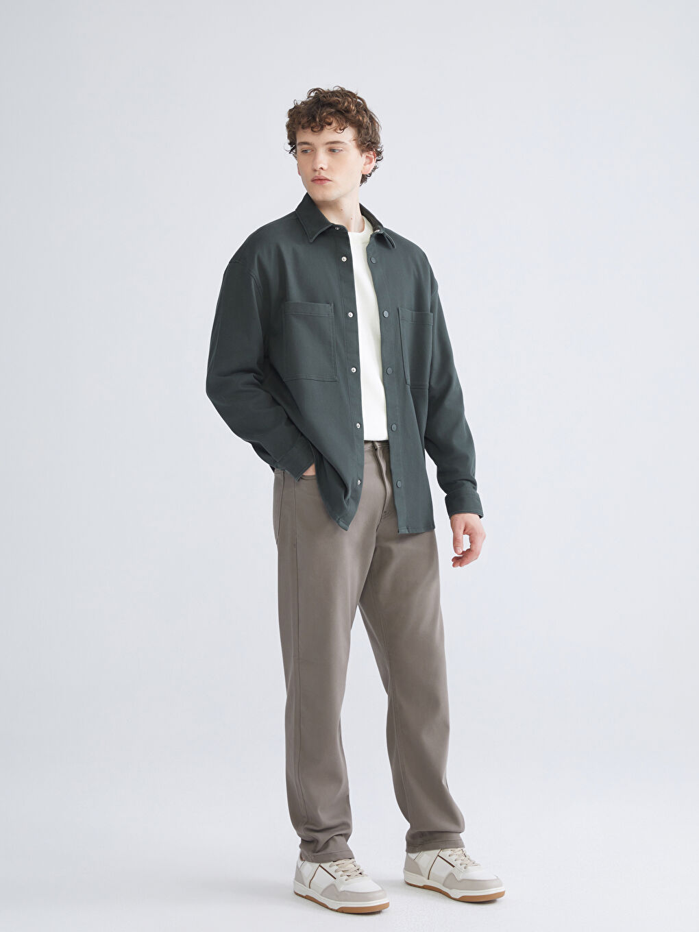 Relaxed Fit Long Sleeve Men's Shirt Jacket-1