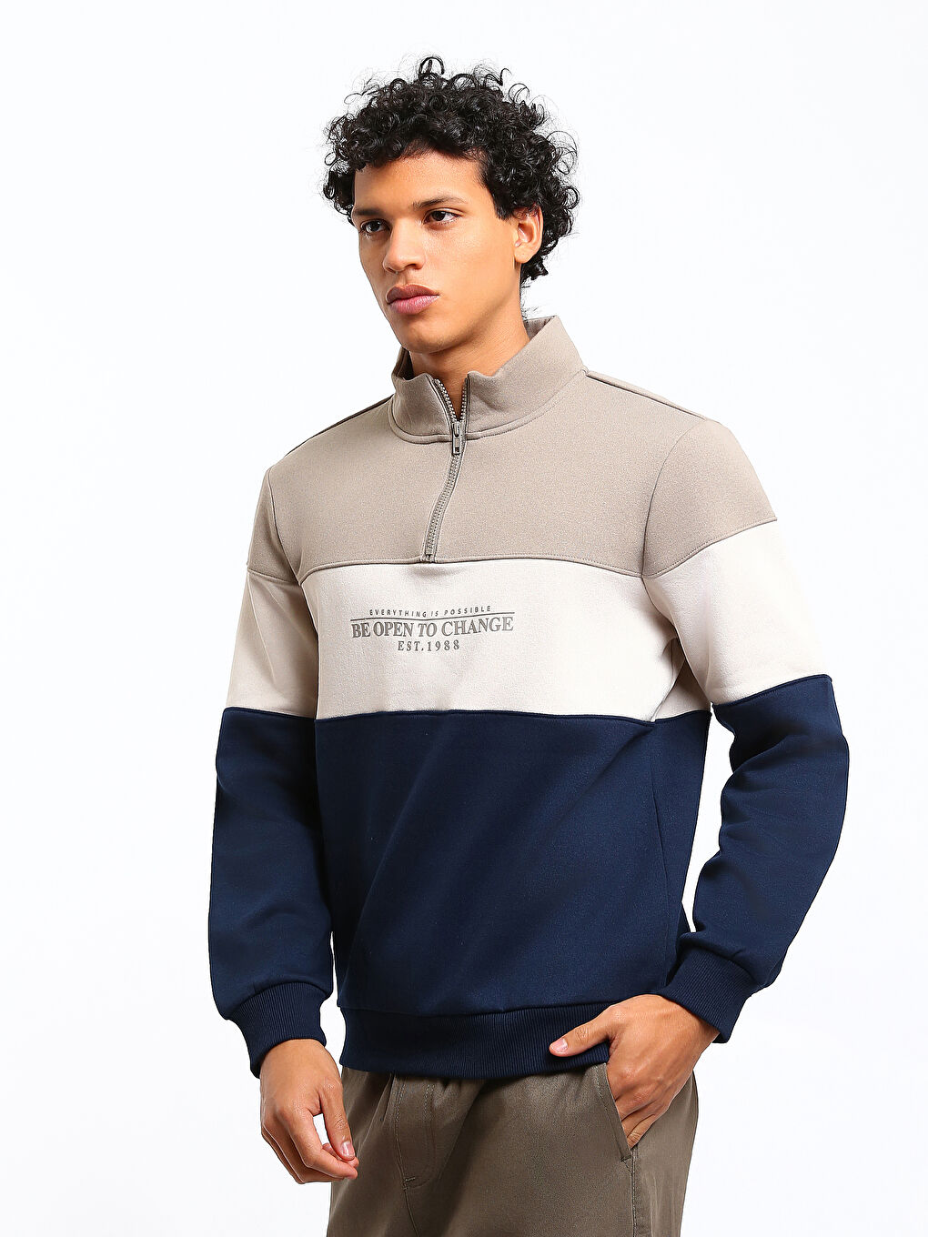 Funnel Neck Men's Sweatshirt-3
