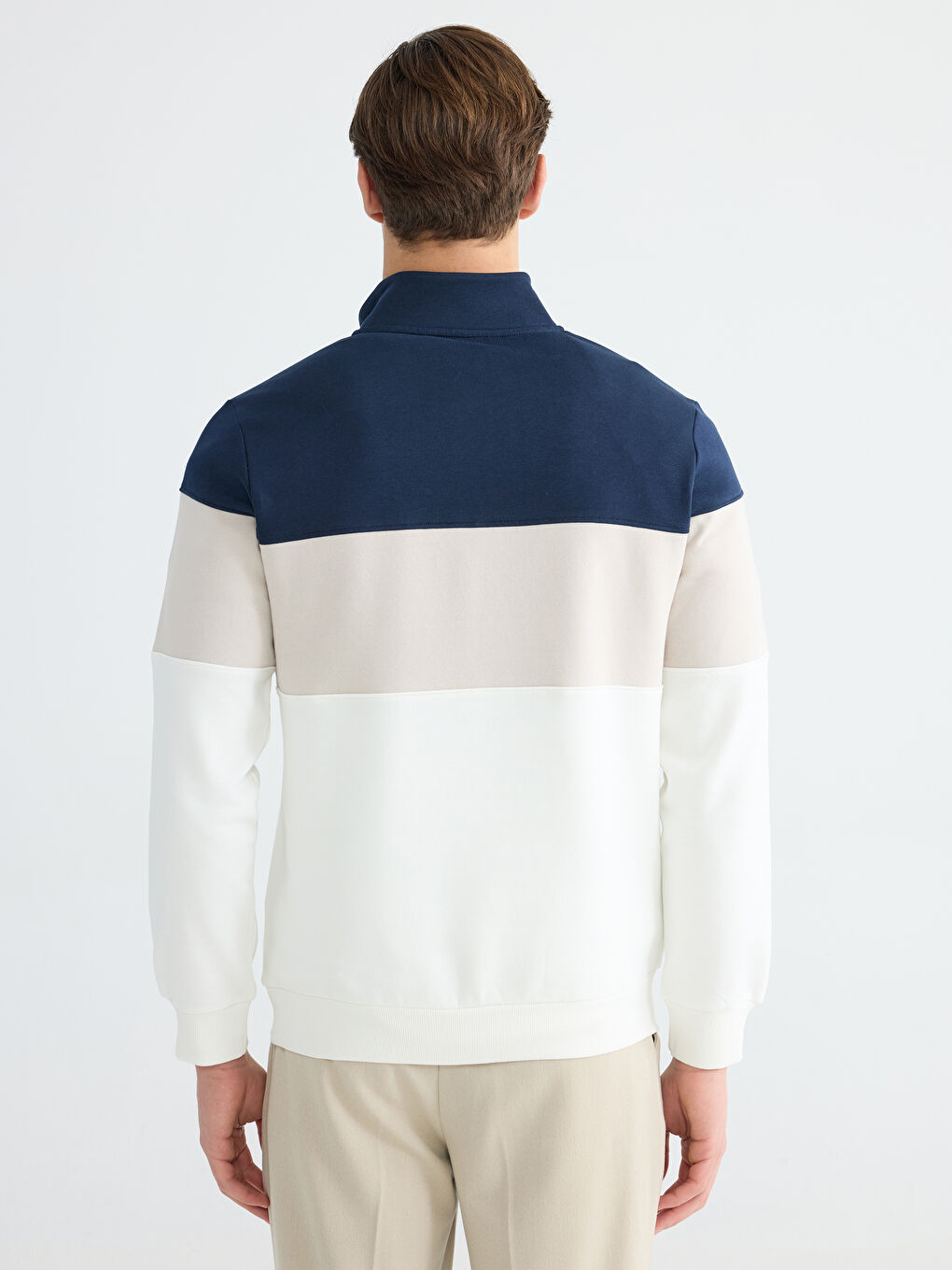 Mock Neck Color Block Men's Sweatshirt-3