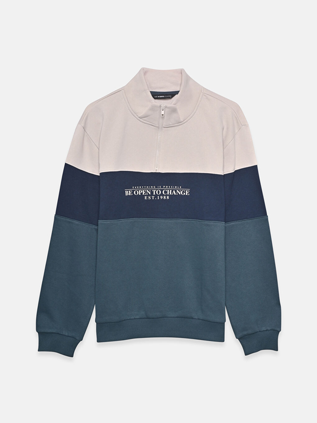 Funnel Neck Color Block Men's Sweatshirt