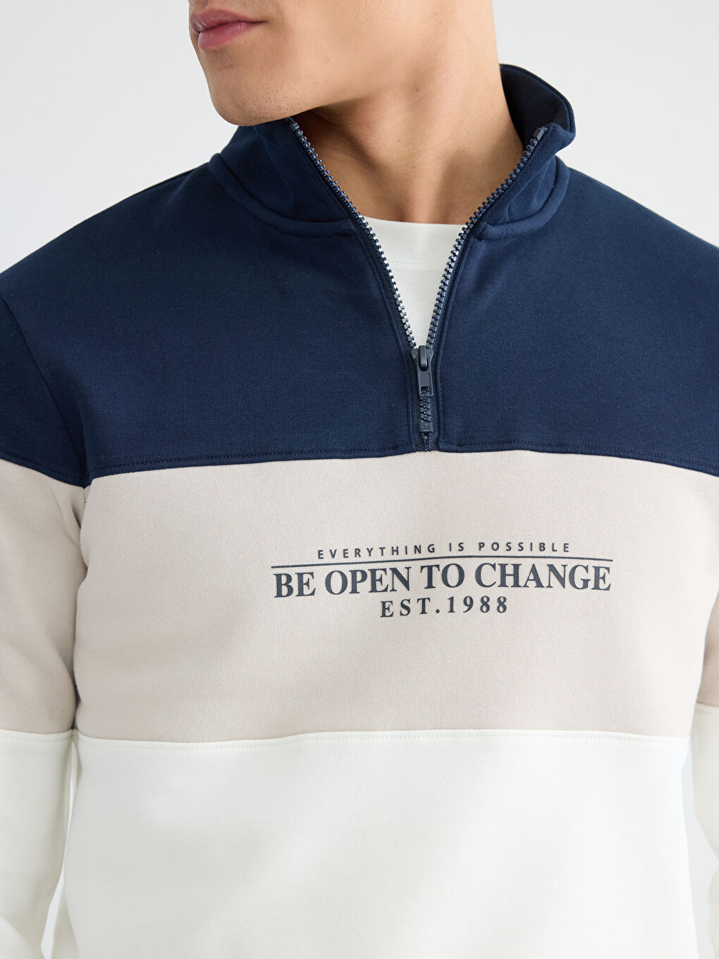 Mock Neck Color Block Men's Sweatshirt-2