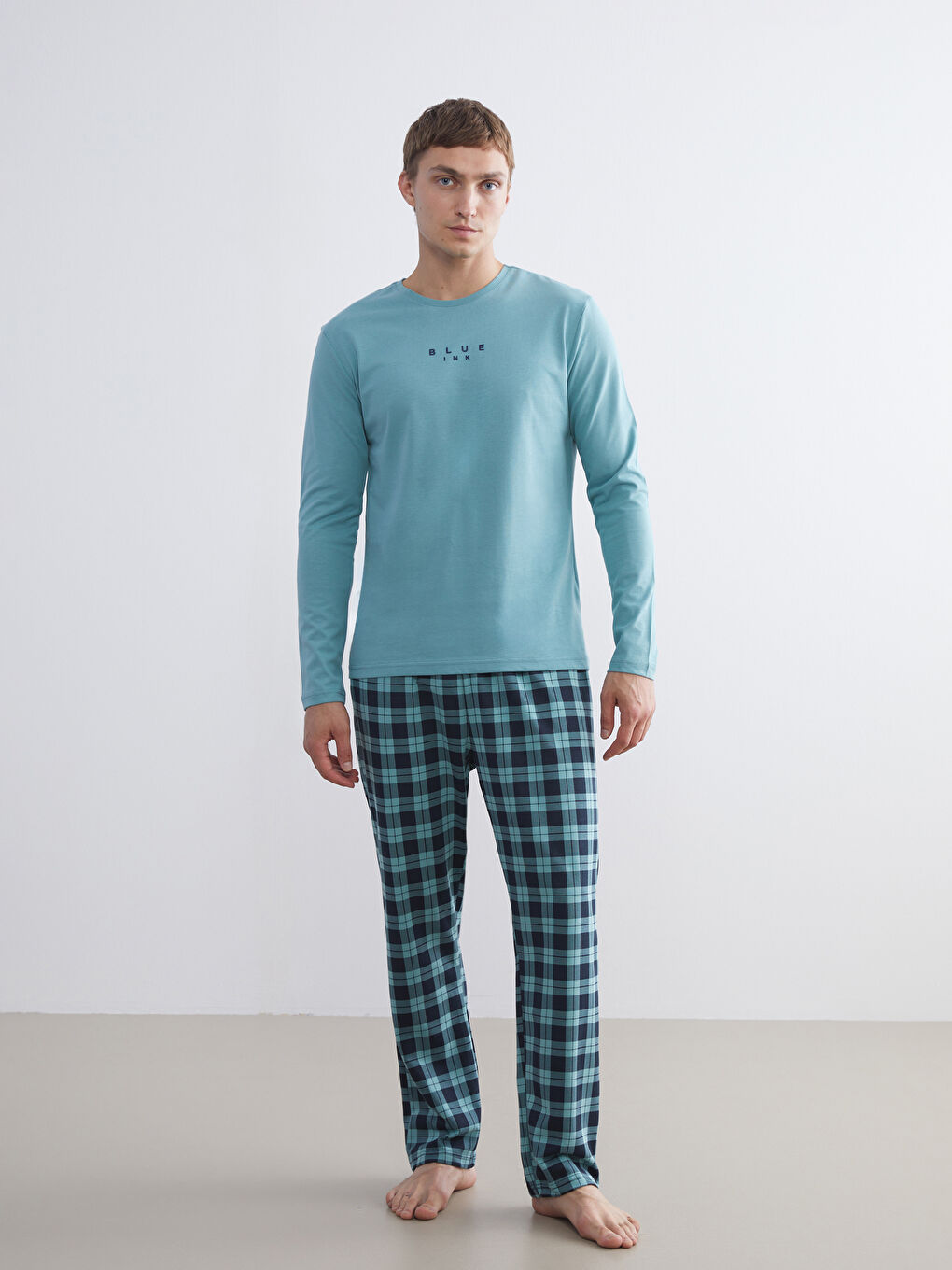 Yeşil Standart Kalıp Ekose Erkek Pijama Alt