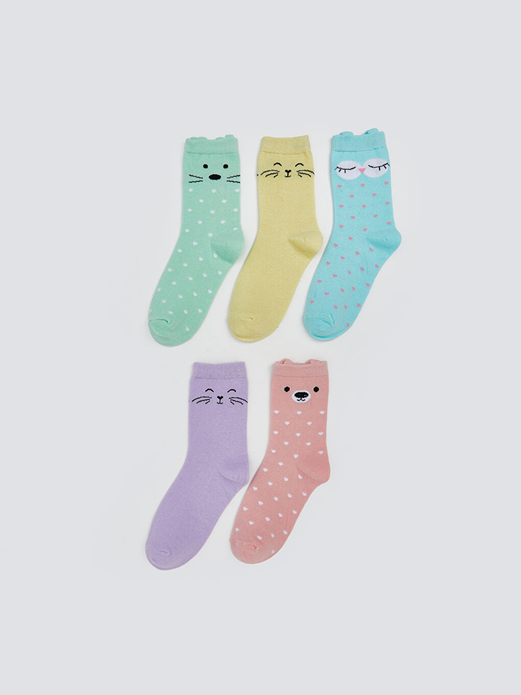 LCW Kids Patterned Girls' Ankle Socks 5 Pack -W53634Z4-G21