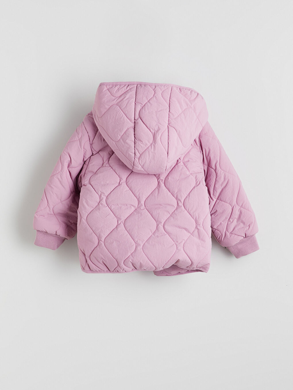Hooded Quilted Patterned Girls' Coat-3