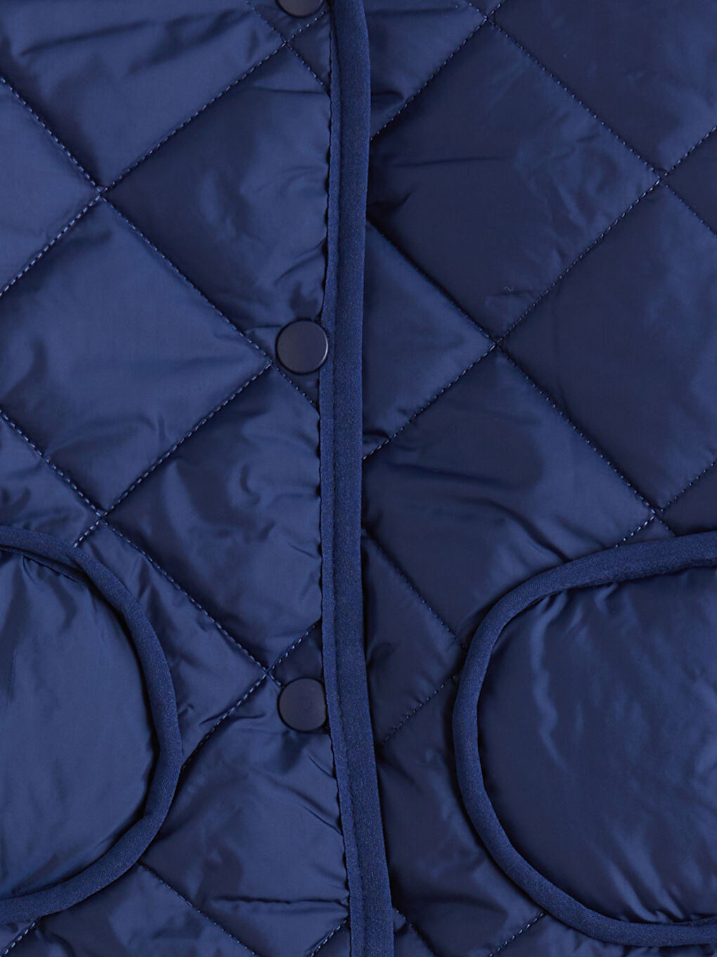 Lacivert Bisiklet Yaka Kapitone Desenli Kız Çocuk Mont-1