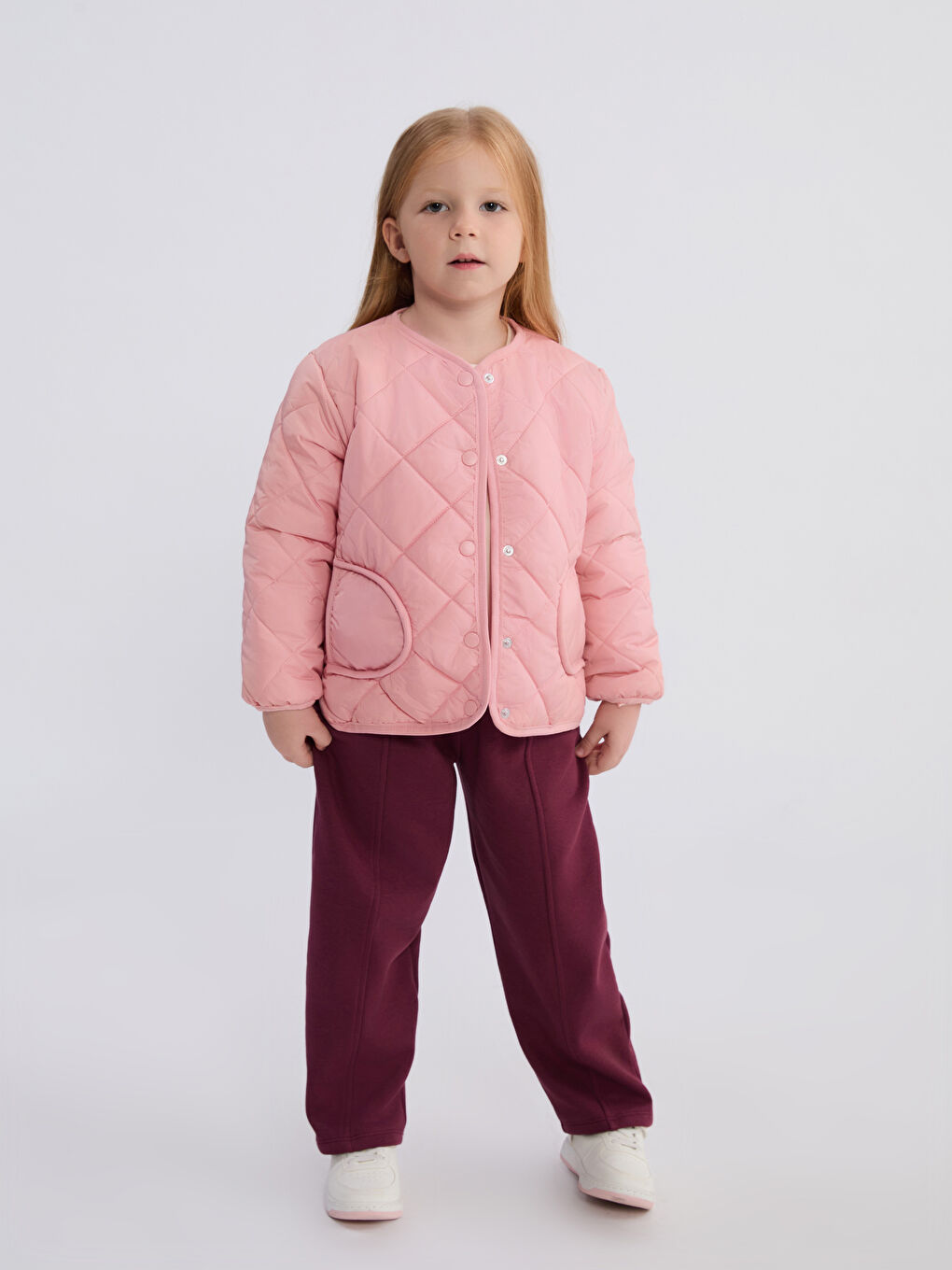 Crew Neck Quilted Girls' Coat-1