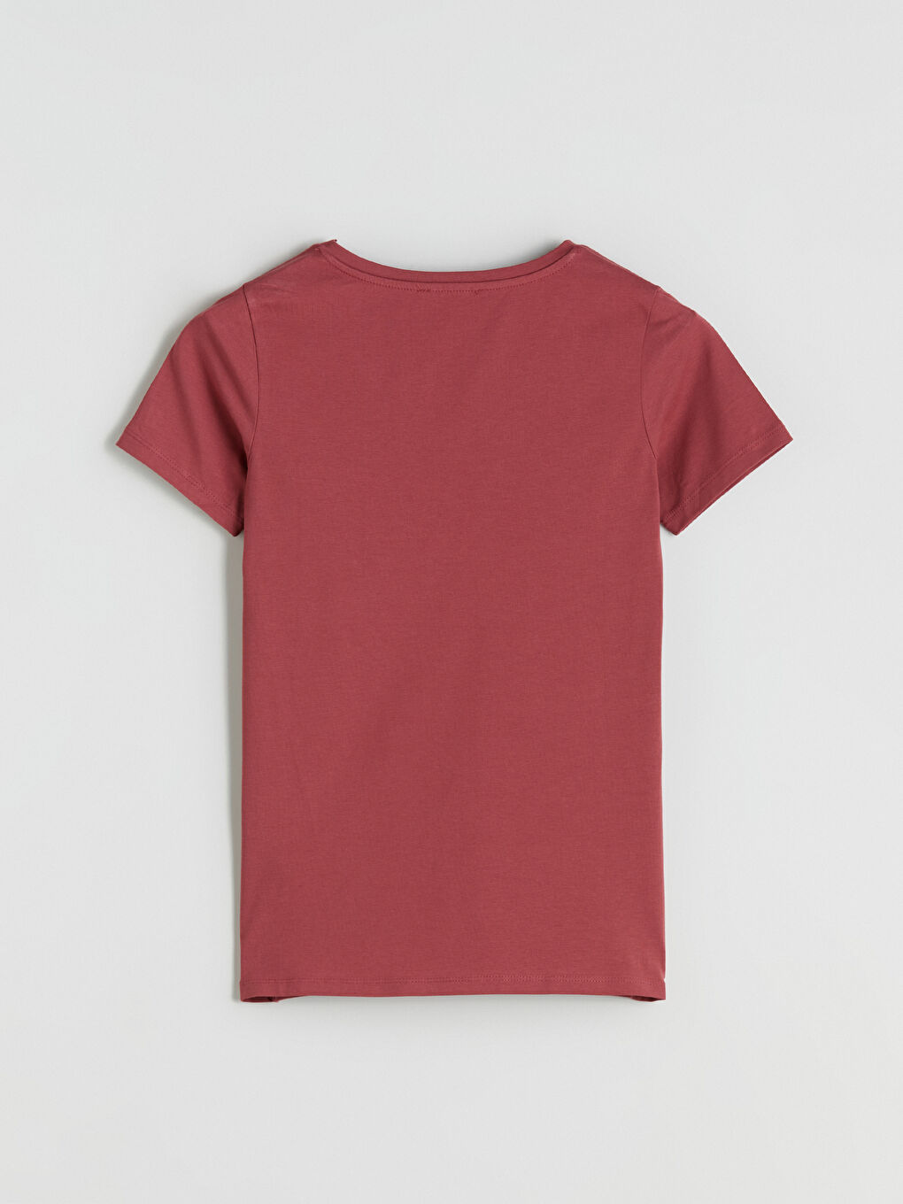 Pembe V Yaka Kadın Tişört-5