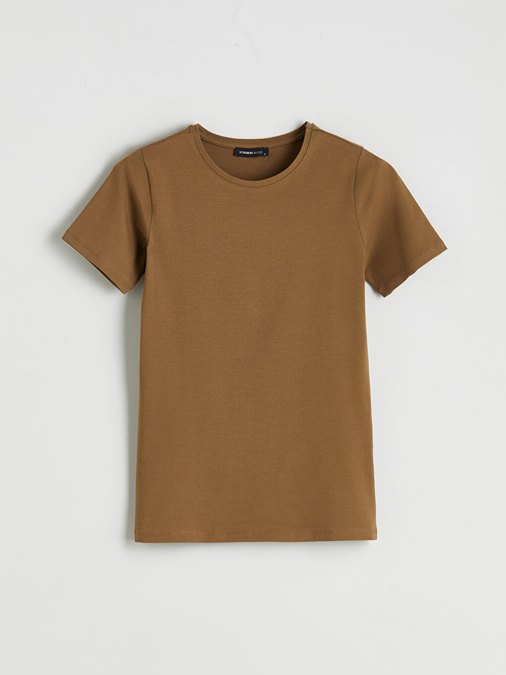 Haki Bisiklet Yaka Kadın Tişört-4