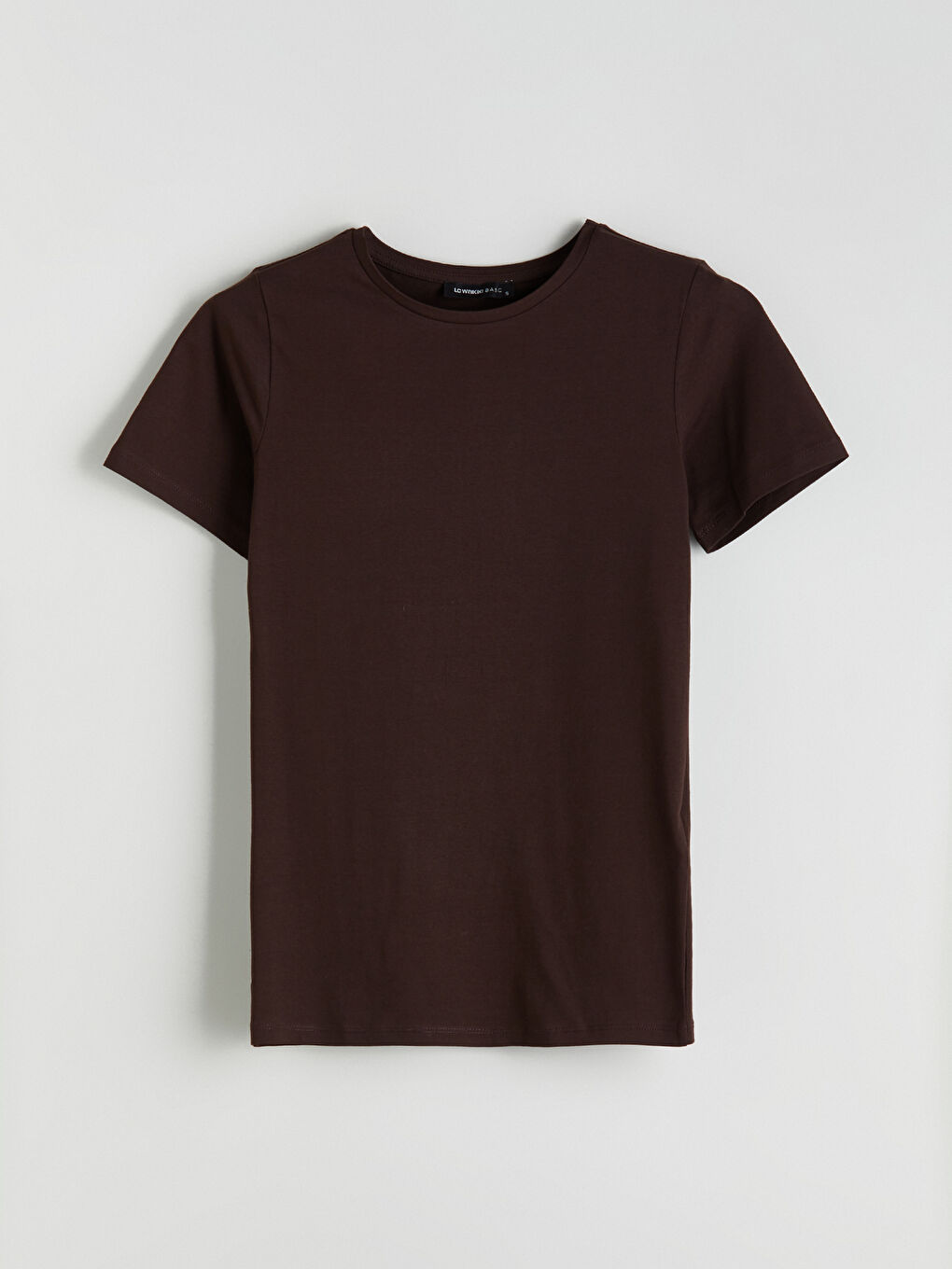 Kahverengi Bisiklet Yaka Kadın Tişört-4