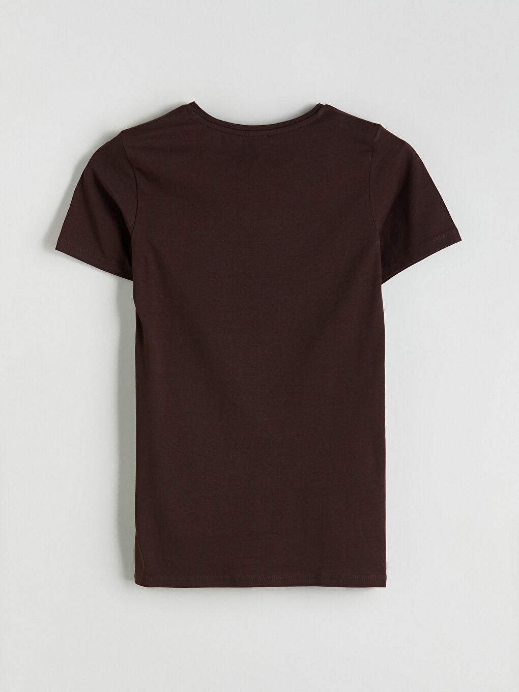 Kahverengi Bisiklet Yaka Kadın Tişört-5