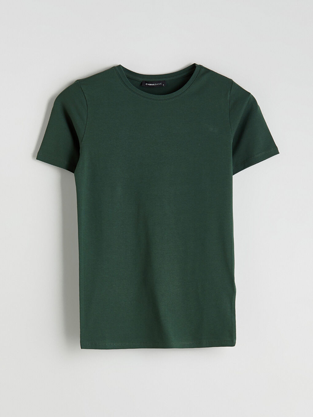 Yeşil Bisiklet Yaka Kadın Tişört-4