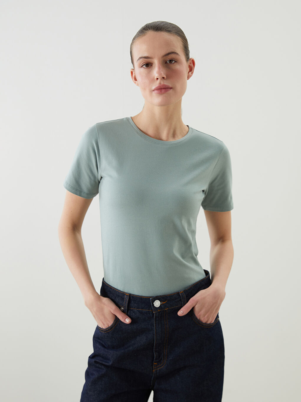 LCWAIKIKI Basic Crew Neck Women's T-Shirt -W53664Z8-GPP