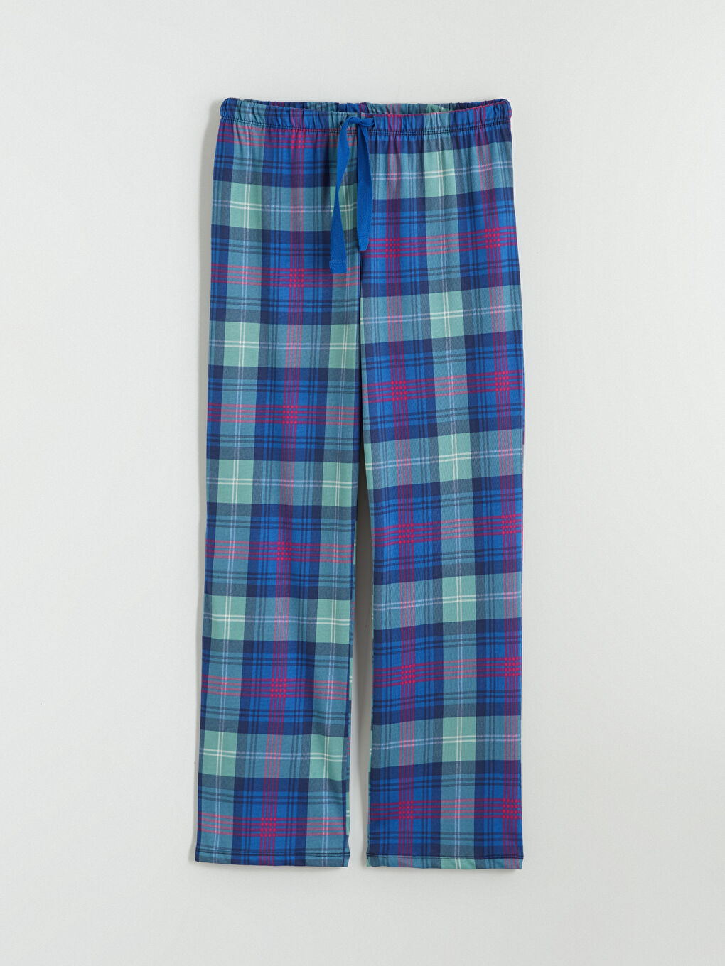 Lacivert Beli Lastikli Ekose Kadın Pijama Altı-6