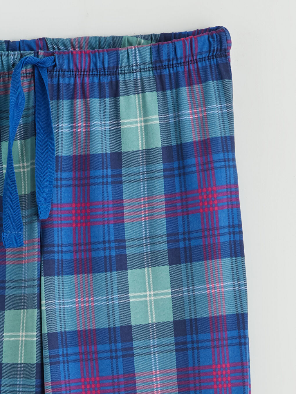 Lacivert Beli Lastikli Ekose Kadın Pijama Altı-7