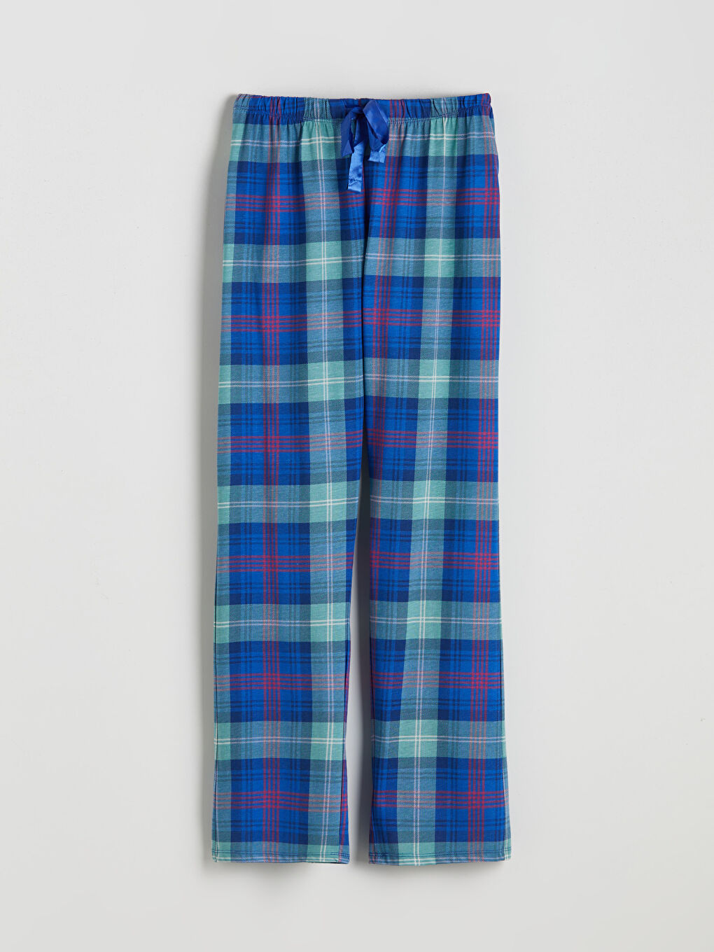 Lacivert Beli Lastikli Ekose Kadın Pijama Altı-4