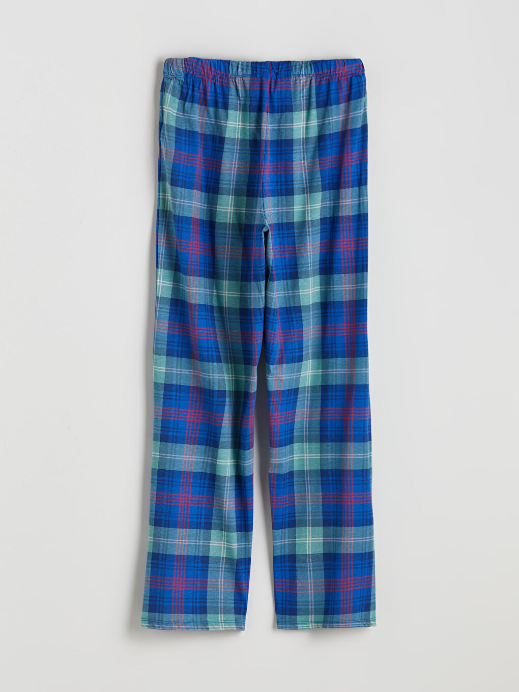 Lacivert Beli Lastikli Ekose Kadın Pijama Altı-5