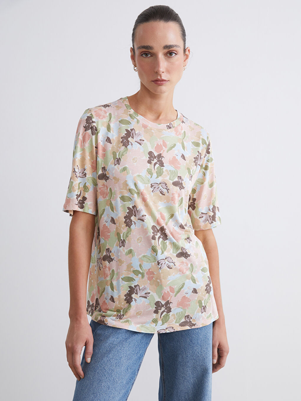 LCWAIKIKI Classic Crew Neck Floral Women's T-Shirt -W53681Z8-F9C