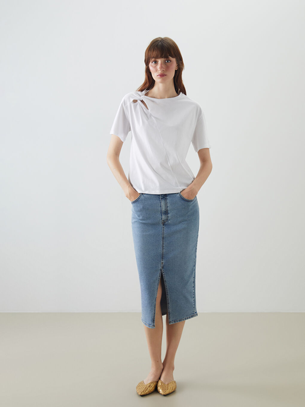 LCWAIKIKI Classic Slim Fit Denim Skirt -W53696Z8-563