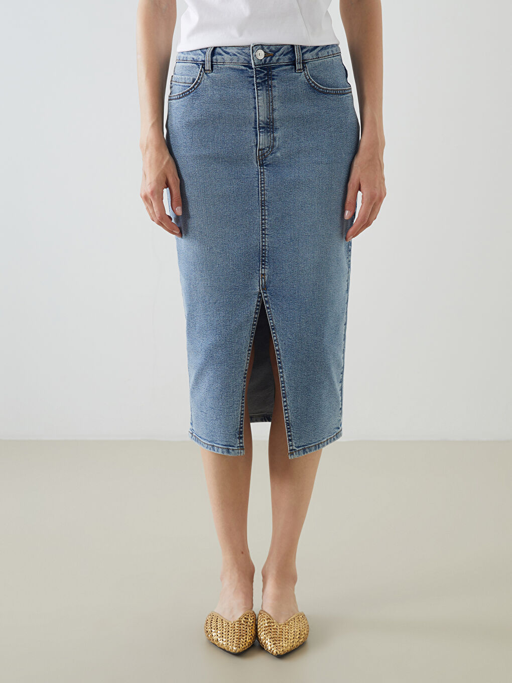 LCWAIKIKI Classic Slim Fit Denim Skirt -W53696Z8-563