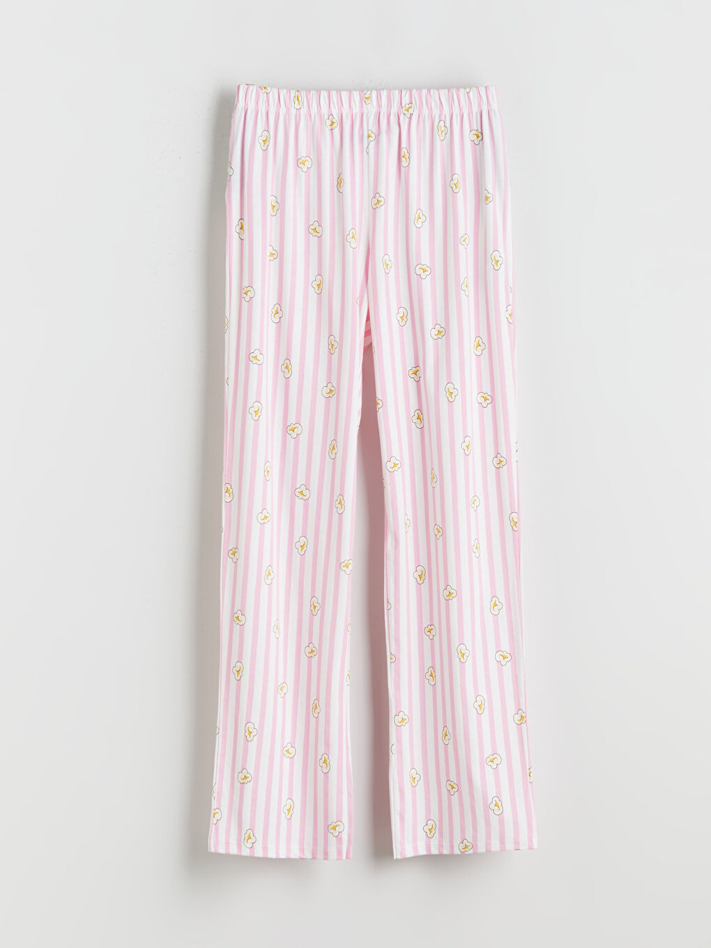 Ekru Bisiklet Yaka Baskılı Kadın Pijama Takımı-7