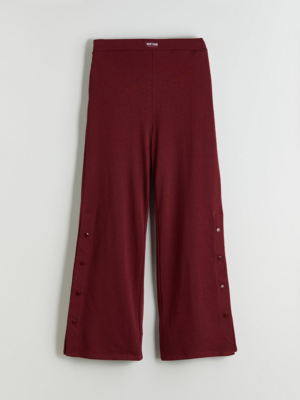 Bordo Bisiklet Yaka New York Baskılı Kadın Pijama Takımı-8