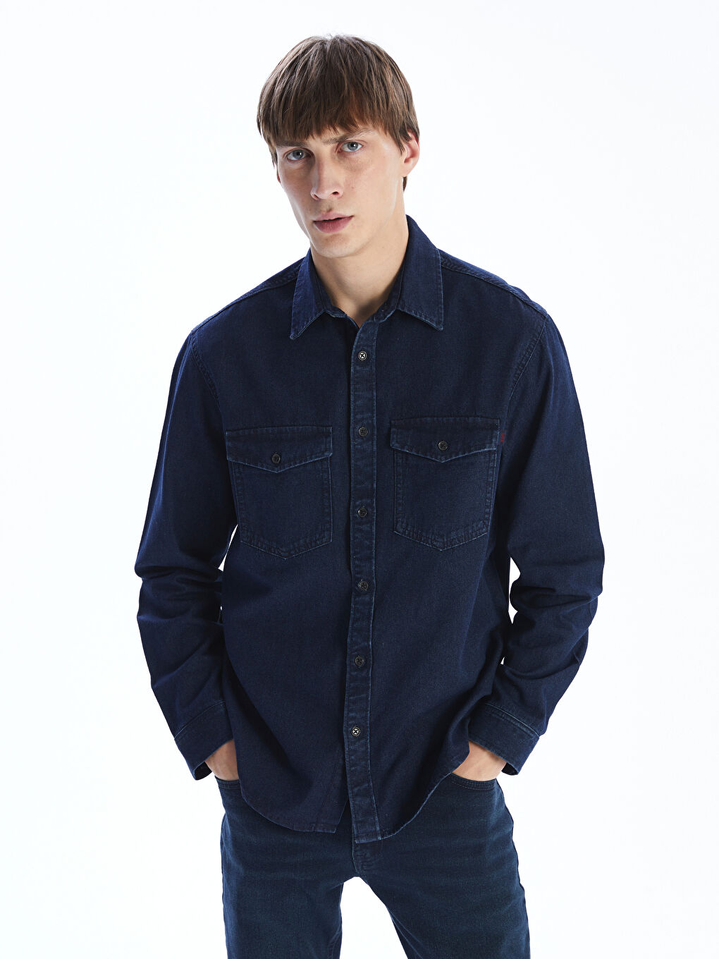 LCW Jeans Regular Fit Long Sleeve Men's Denim Shirt -W53721Z8-309