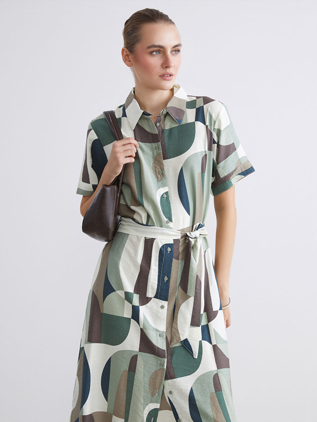 LCWAIKIKI Classic Patterned Shirt Dress -W53728Z8-F9C
