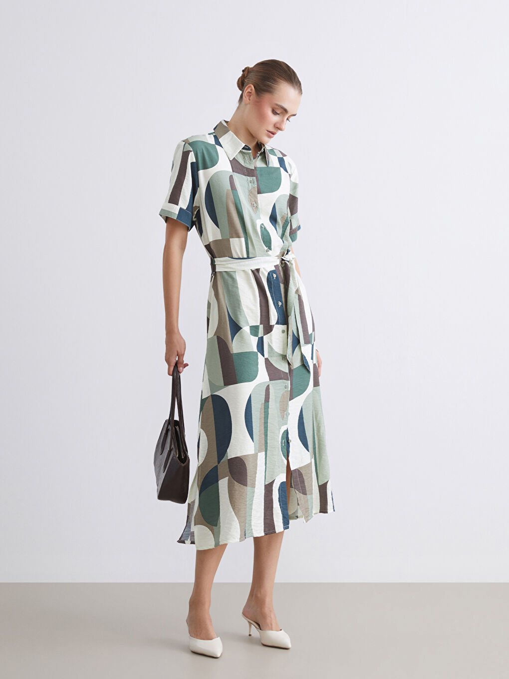 LCWAIKIKI Classic Patterned Shirt Dress -W53728Z8-F9C