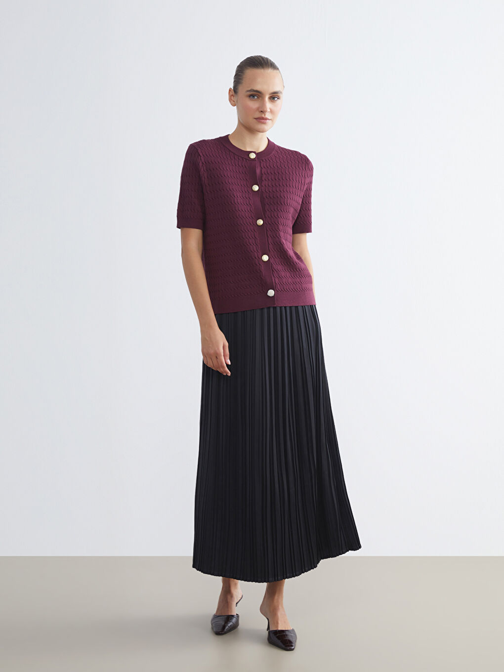 LCWAIKIKI Classic Elastic Waist Satin Pleated Skirt -W53734Z8-CVL