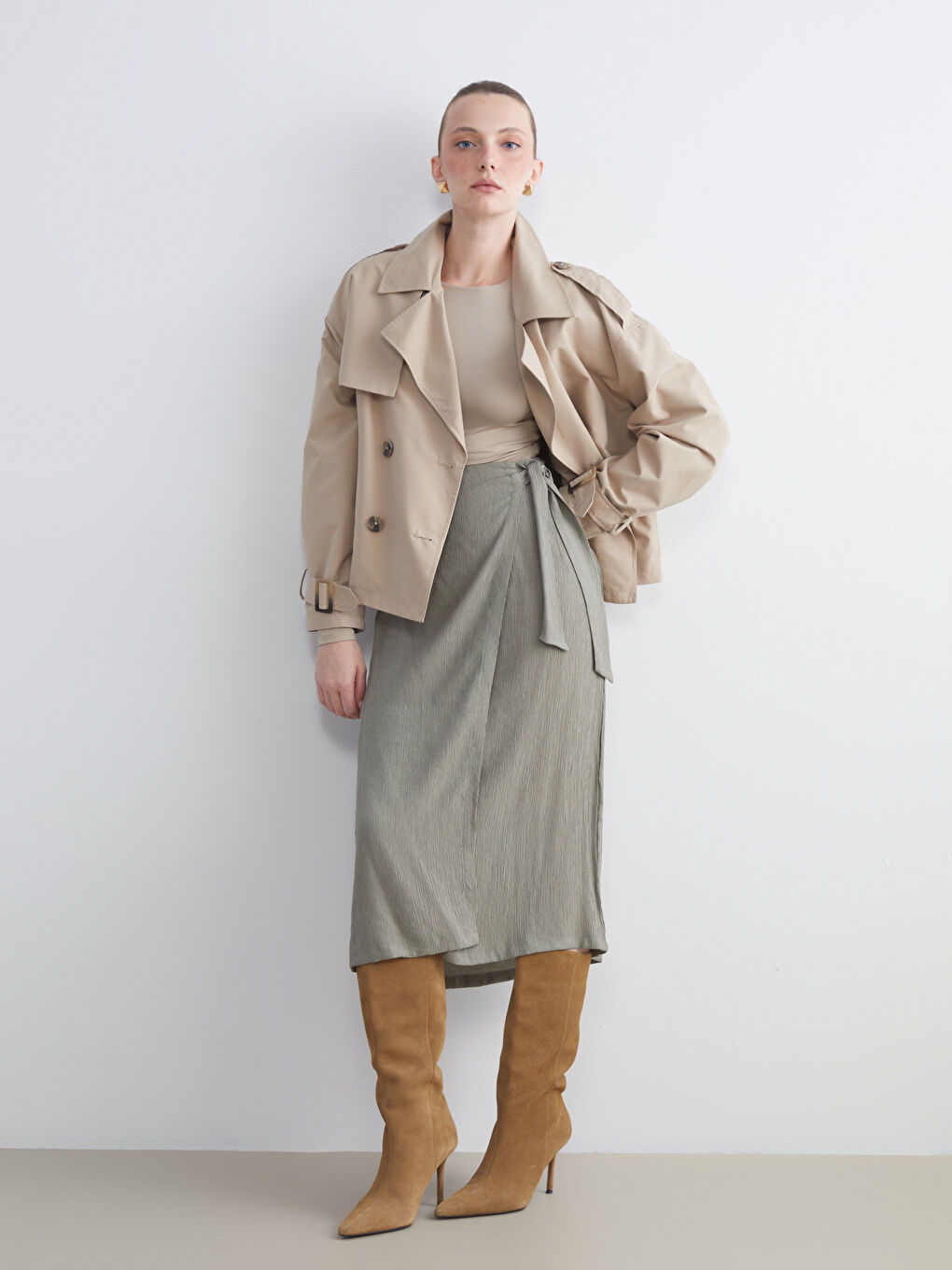 LCWAIKIKI Classic Woman KHAKI Skirt -W53735Z8-Z6Y