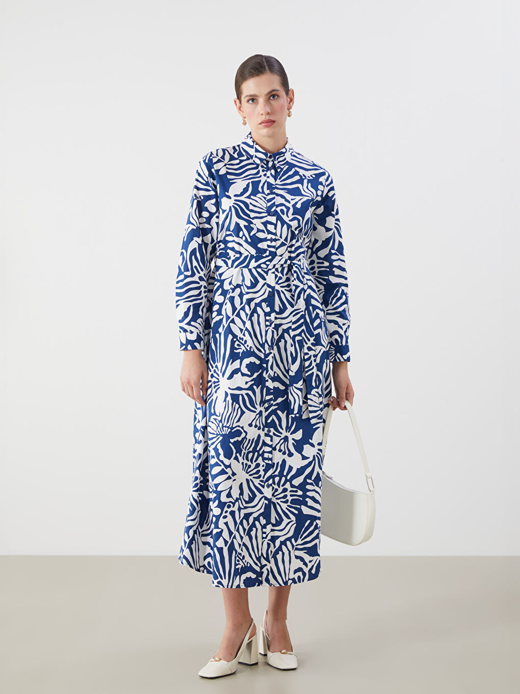 LCWAIKIKI Classic Patterned Poplin Shirt Dress -W53738Z8-LQQ