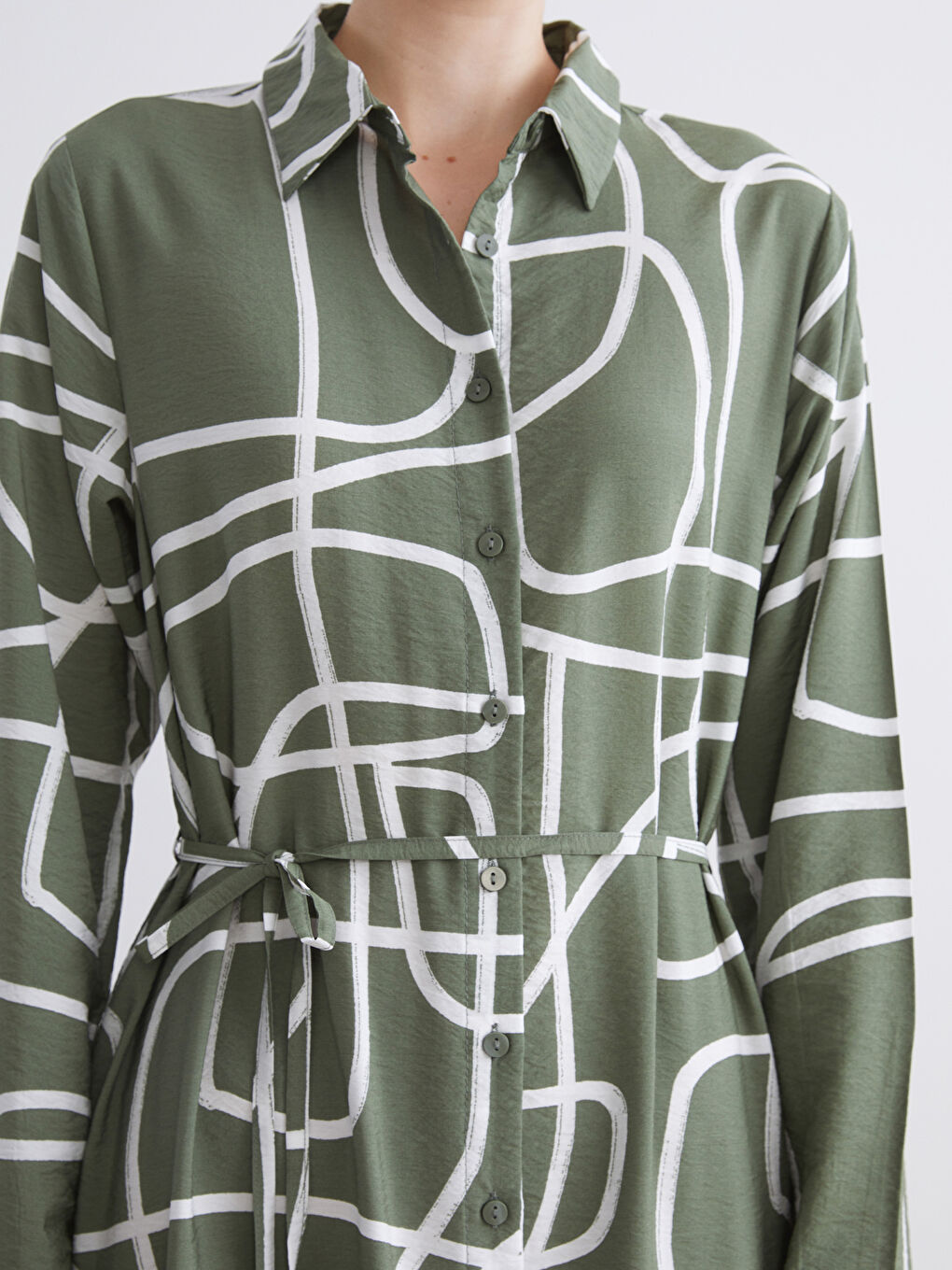 LCWAIKIKI Classic Patterned Shirt Dress -W53740Z8-LRR