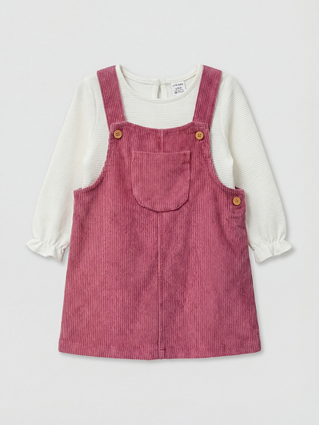 Baby Girls' Velvet Dungarees And Basic T-shirt