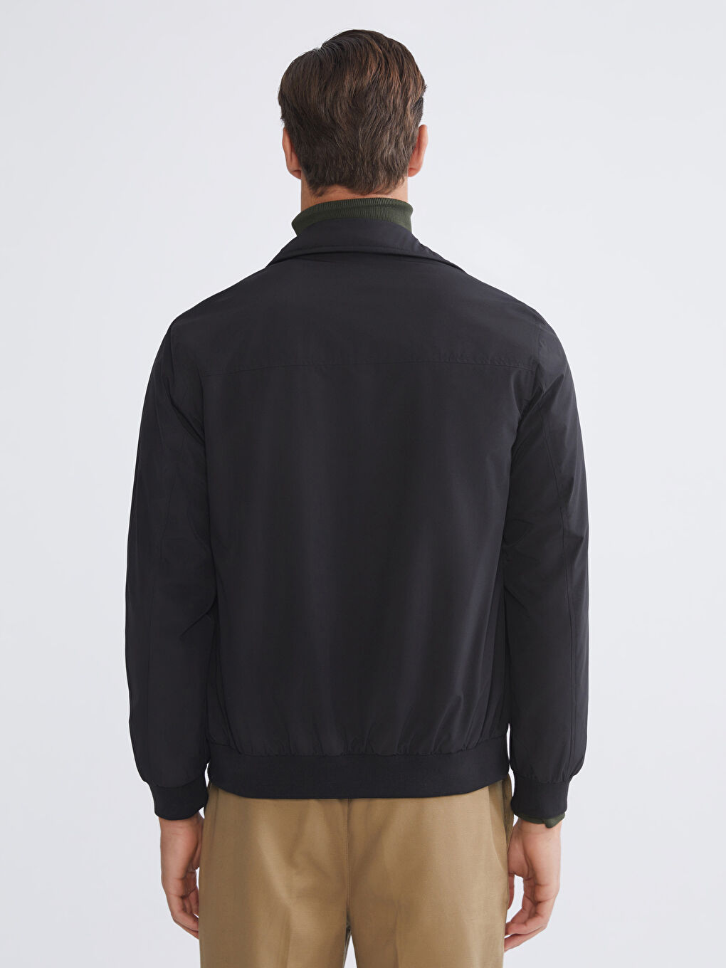 Siyah Standart Kalıp Gömlek Yaka Erkek Mont-4