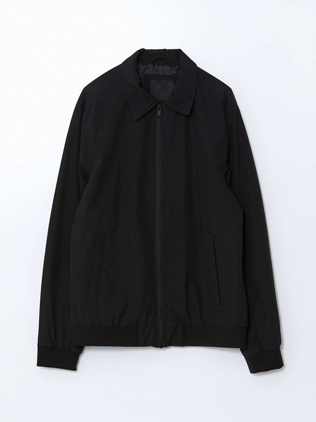 Siyah Standart Kalıp Gömlek Yaka Erkek Mont-5