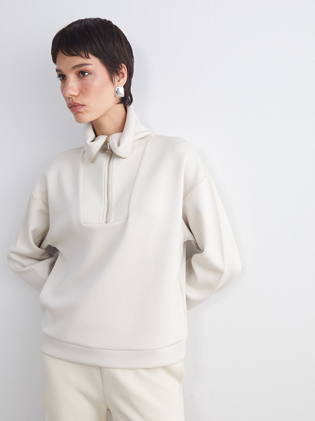 LCW Vision Funnel Neck Women's Sweatshirt -W53769Z8-G5M