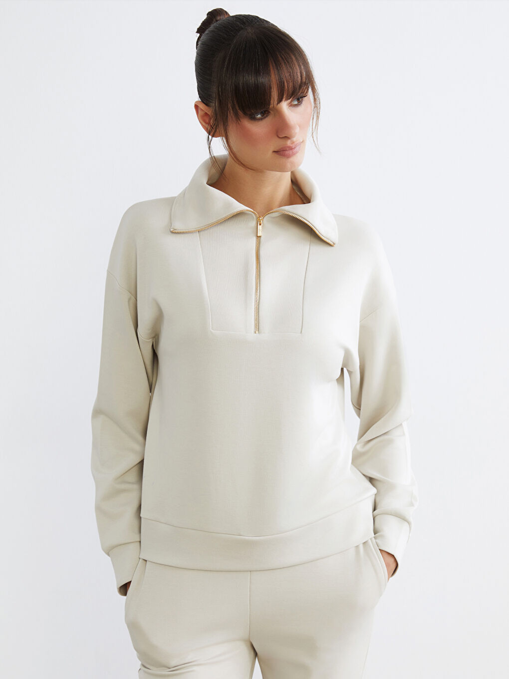 Funnel Neck Women's Sweatshirt-1