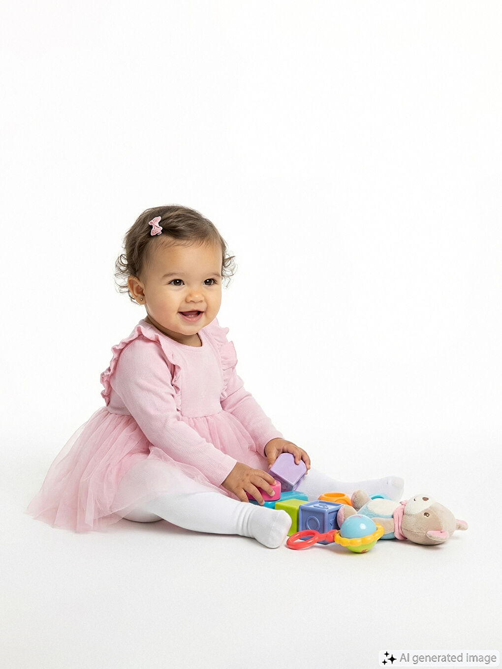 Bisiklet Yaka Tütülü Kız Bebek Elbise-1