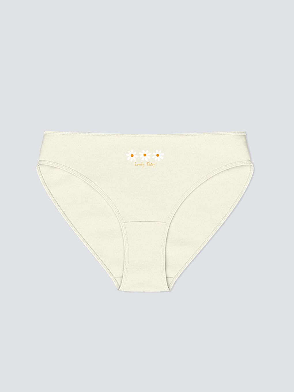 Ekru Çiçekli Bikini Külot