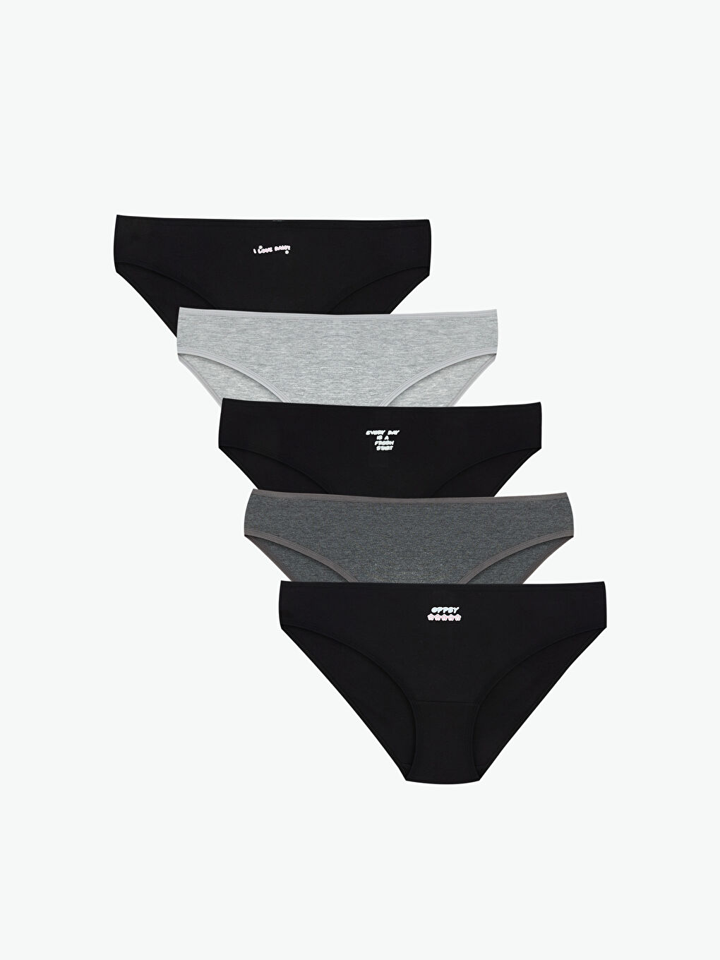 Siyah Baskılı Bikini Külot 5'li