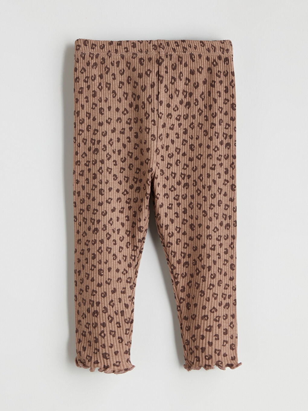 Bej Leopar Desenli Kız Bebek Tayt-1