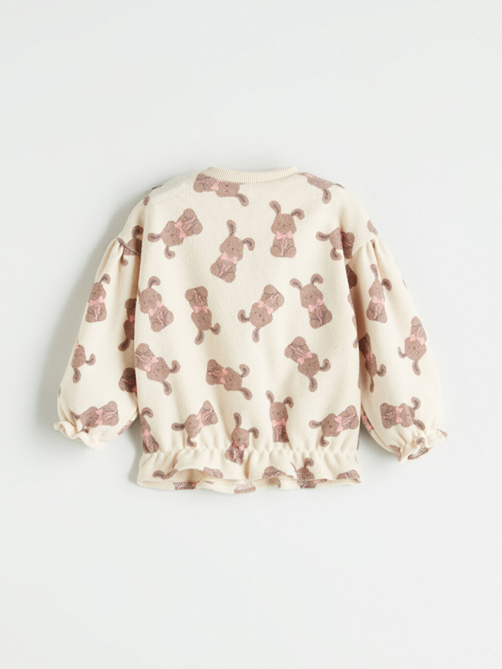 Bej Tavşan Desenli Kız Bebek Sweatshirt-1