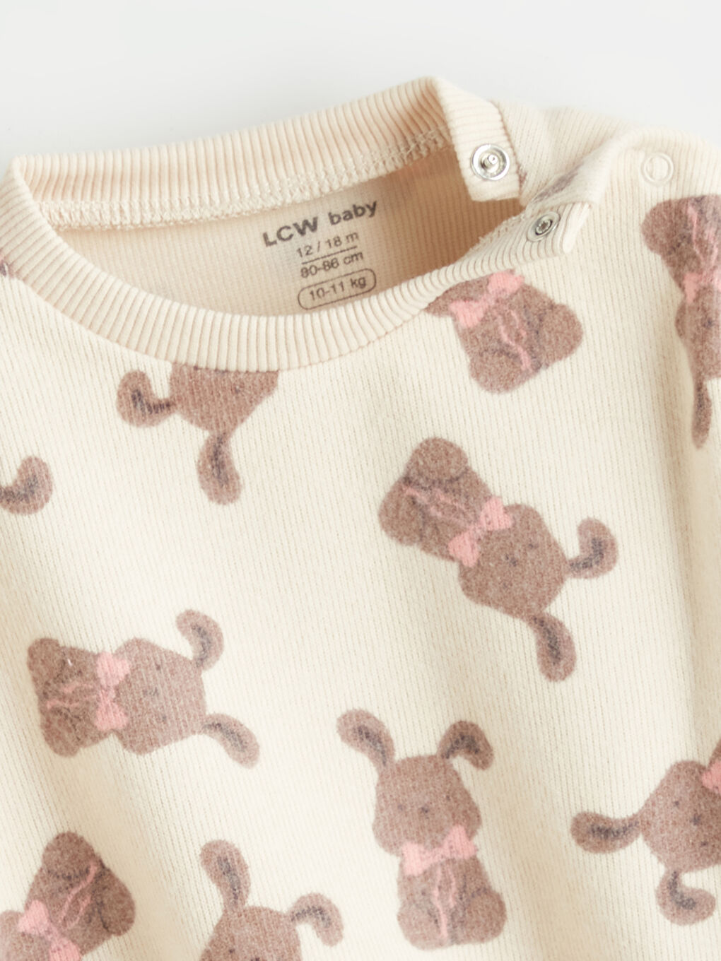 Bej Tavşan Desenli Kız Bebek Sweatshirt-2