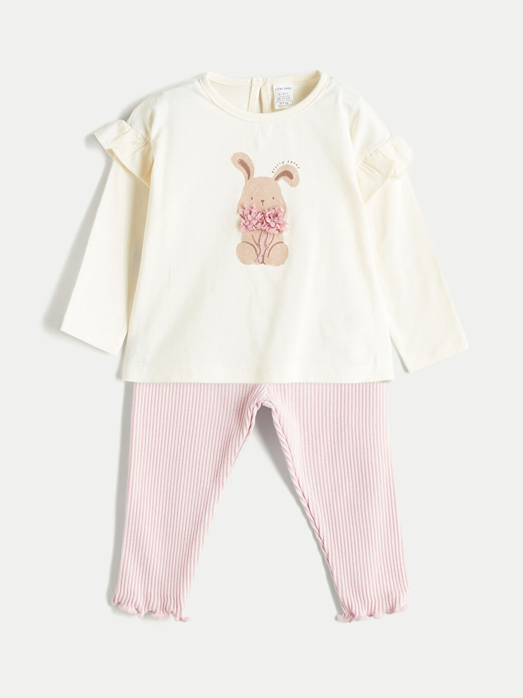LCW baby Okrugli izrez Štampana Bluza i Helanke za Bebe Devojčice 2-pakovanja Komplet -W53840Z1-FDL