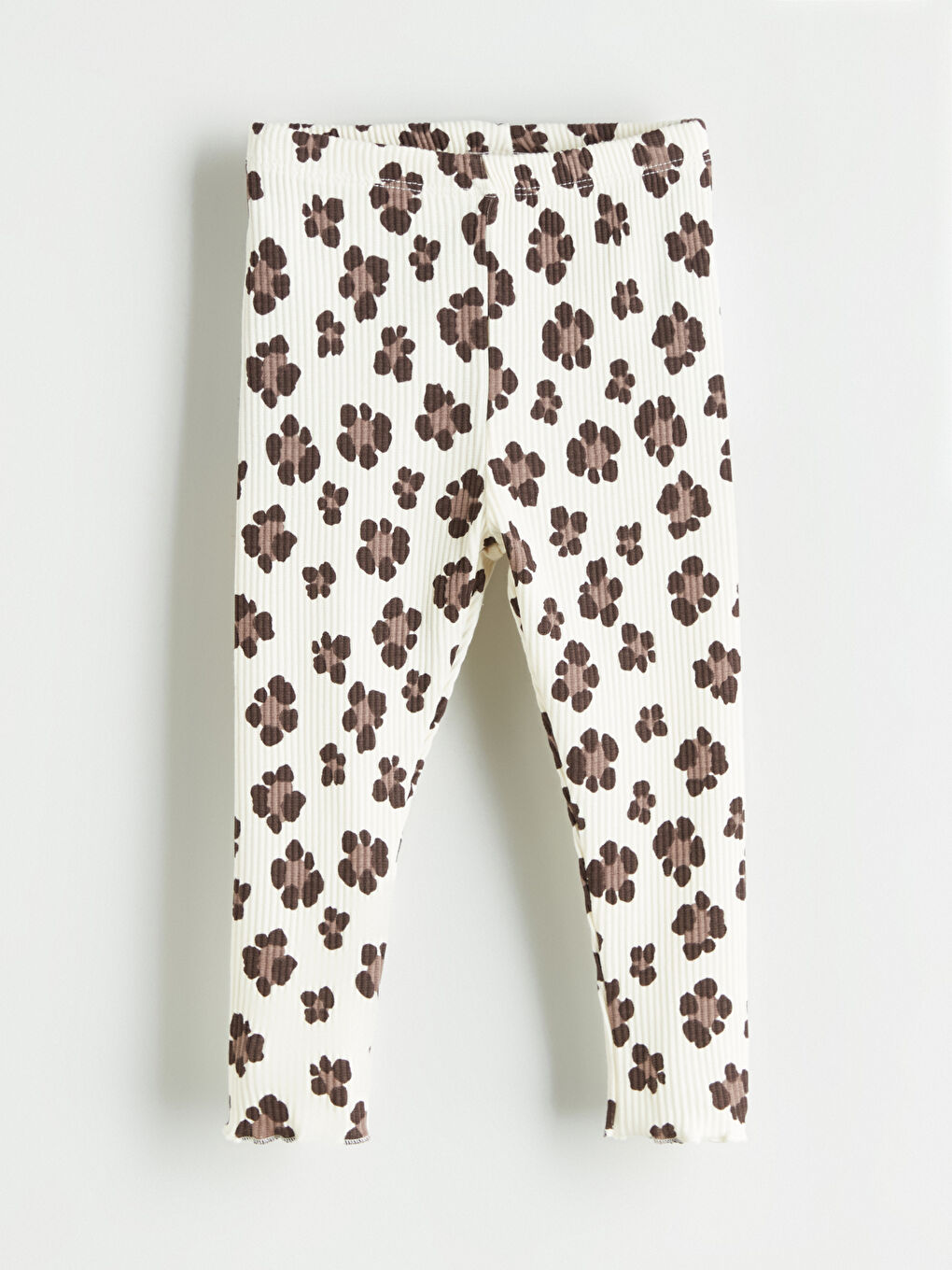 Ekru Bisiklet Yaka Çiçekli Kız Bebek Tişört ve Tayt 2'li Takım-5