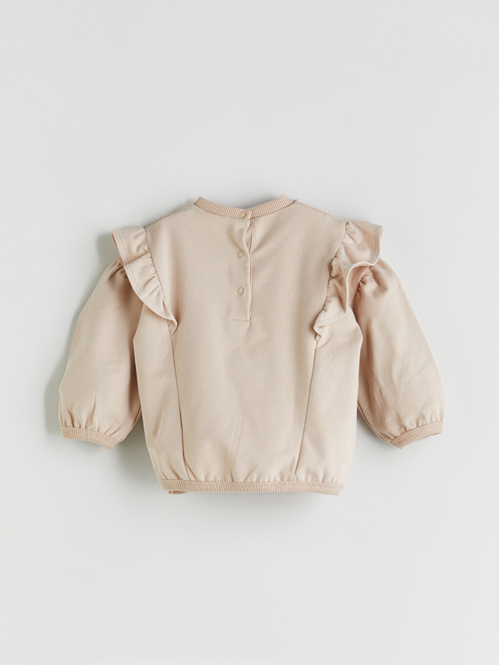 Bej Bisiklet Yaka Uzun Kollu Kız Bebek Sweatshirt Ve Tayt 2'li Takım-3